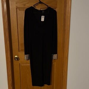 Windsor Black Dress with Silver Embellished Cuffs